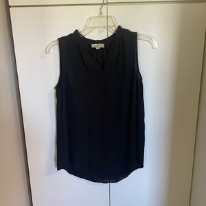 LOFT Black Sleeveless Peter Pan Blouse